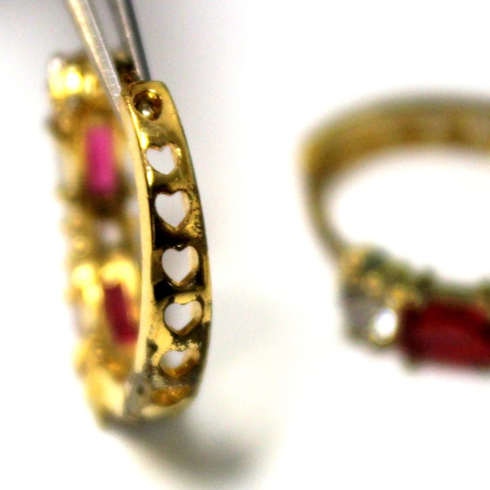 Simulated Ruby & Cubic Zirconium Hinged Hoops - image 2